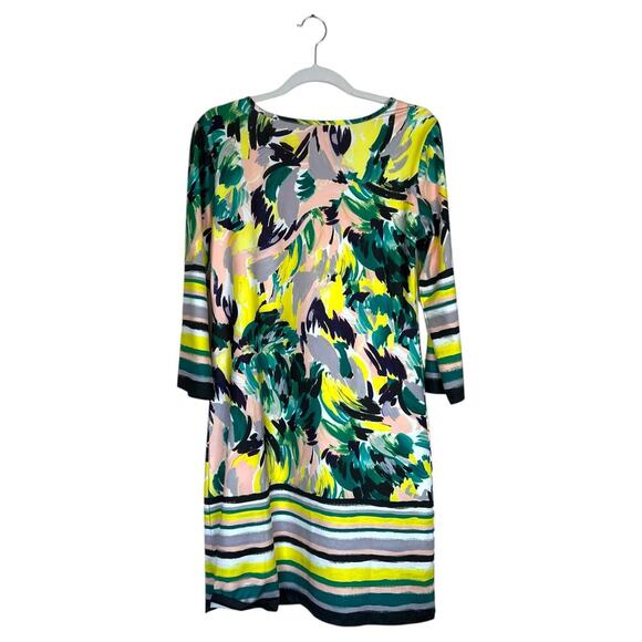 JEAN PIERRE KLIFA Daphne Sheath Dress Yellow Green Size Medium Abstract Bright - Picture 2 of 7